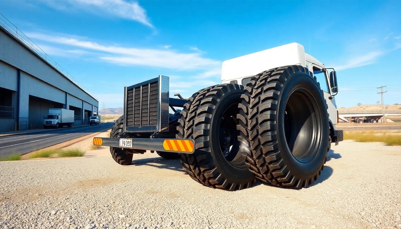 RR99 all-position commercial truck tires showcased in an industrial setting.