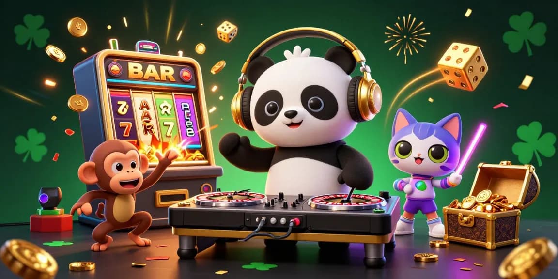 Experience the excitement of Game Bài CM88 with colorful casino elements and vibrant characters in a dynamic 3D scene.