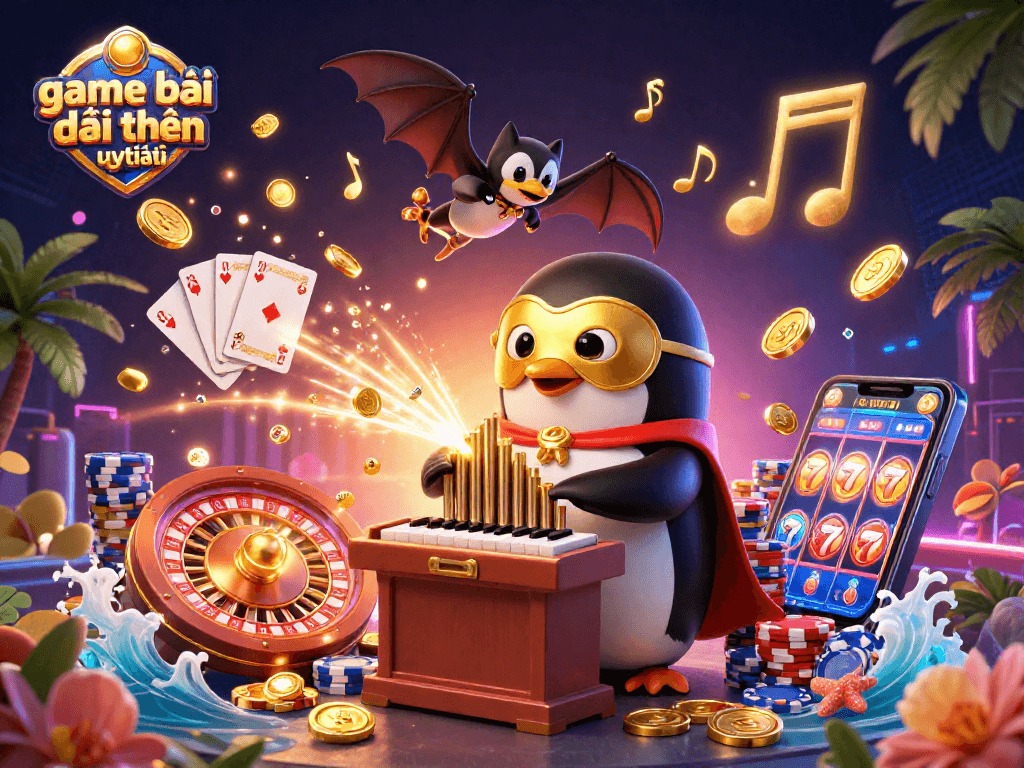 Engage in thrilling gameplay with game bài đổi thưởng uy tín, represented by a lively casino scene.