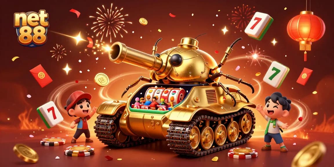Win exciting jackpots in the vibrant net 88 casino scene featuring a golden beetle tank.