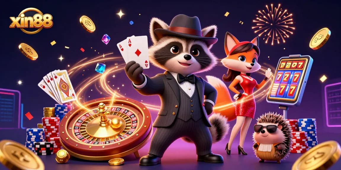 Experience thrilling wins at xin88 with vibrant 3D casino elements in an engaging illustration.