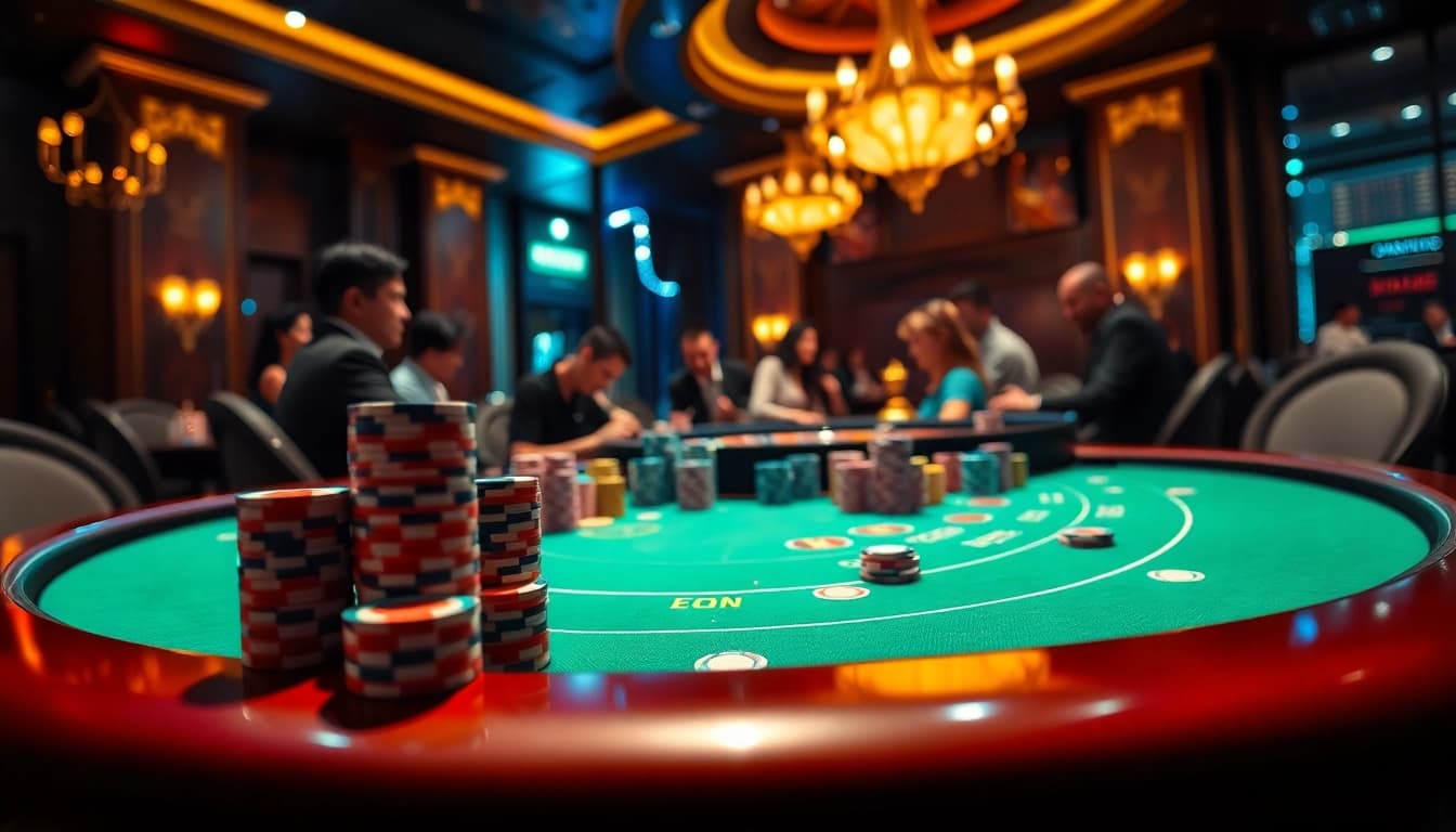 Dynamic poker gameplay at nhà cái 33Win, showcasing excitement and strategic betting.