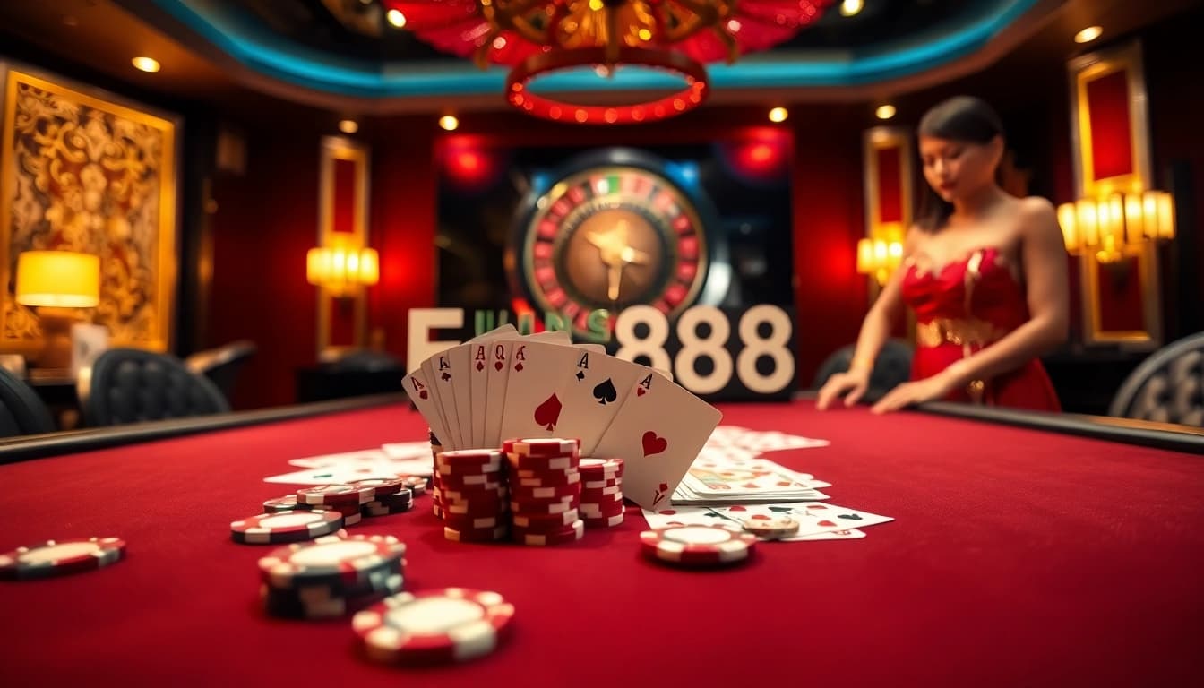 Experience the excitement of Fun88 Thai with a vibrant poker game setting.