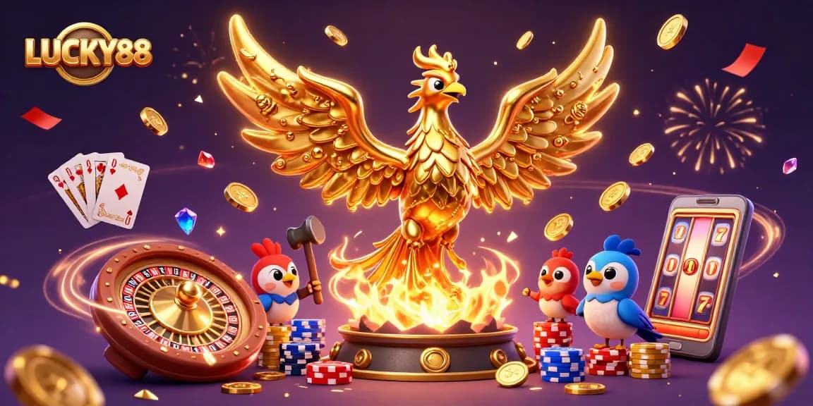 Experience the excitement of LUCKY88 with thrilling rewards and jackpots in a vibrant casino scene.