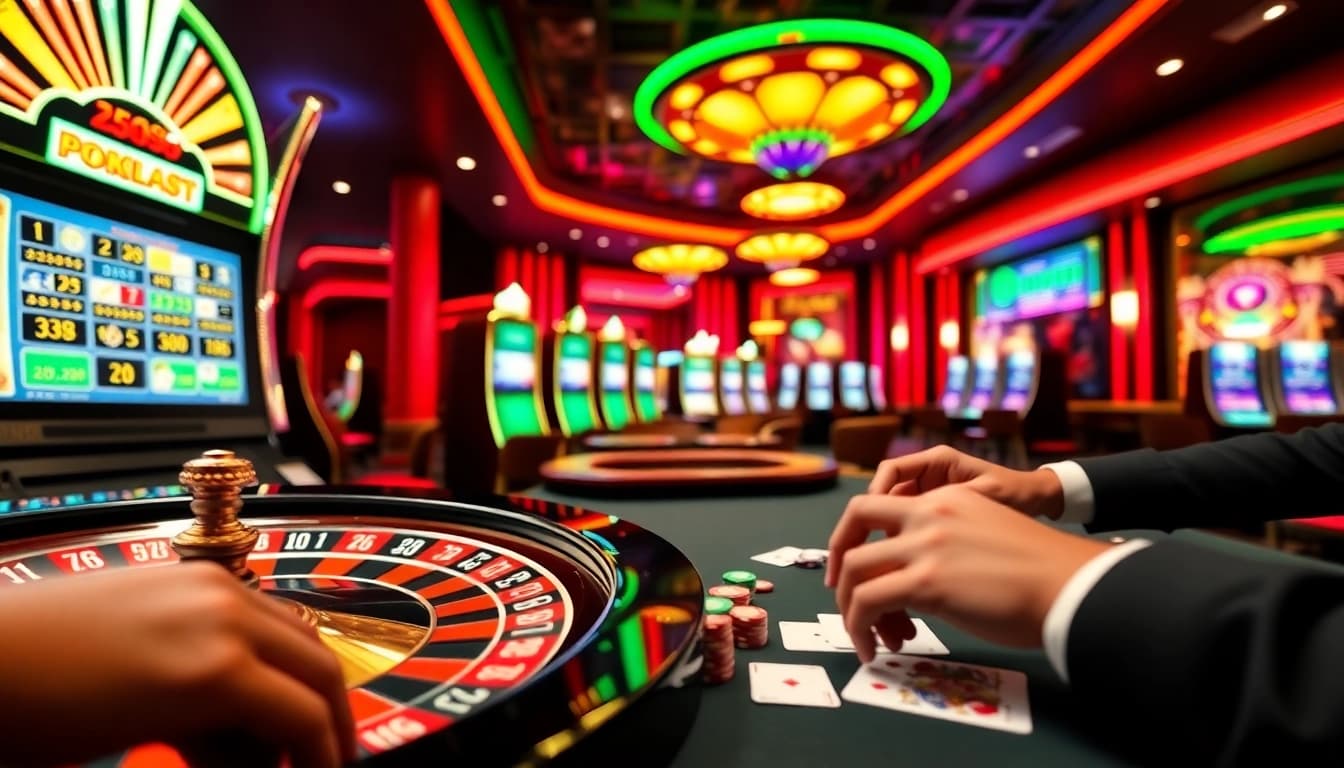 Experience the thrill of playing at MM88 with vibrant casino games showcasing a stylish roulette wheel and poker chips.