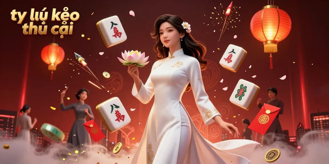 Experience thrilling tỷ lệ kèo nhà cái with a graceful Asian woman in a vibrant casino scene filled with rich details.