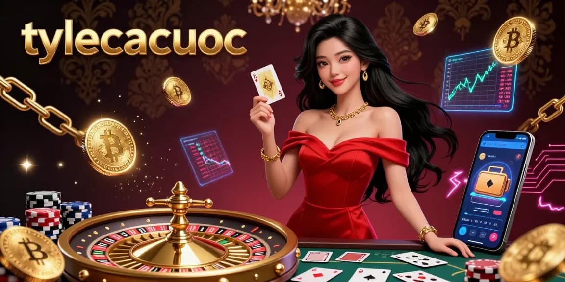 Engage with tylecacuoc for exciting casino experiences, featuring a confident Asian woman at a golden roulette wheel.