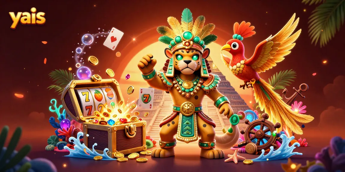 Experience thrilling gameplay at yais online casinos featuring vibrant slot reels and gold treasure.