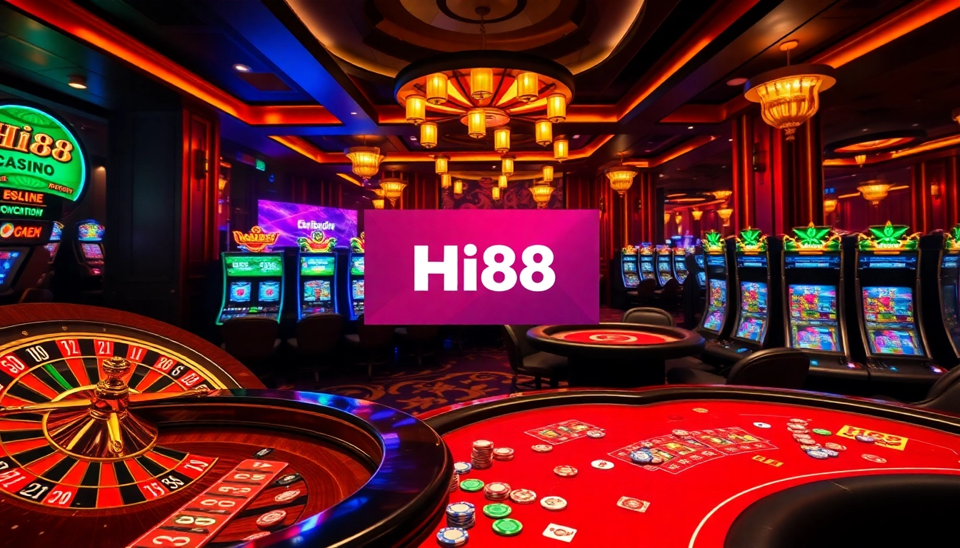 Engaged players enjoying the Hi88 casino experience with vibrant gambling setups.