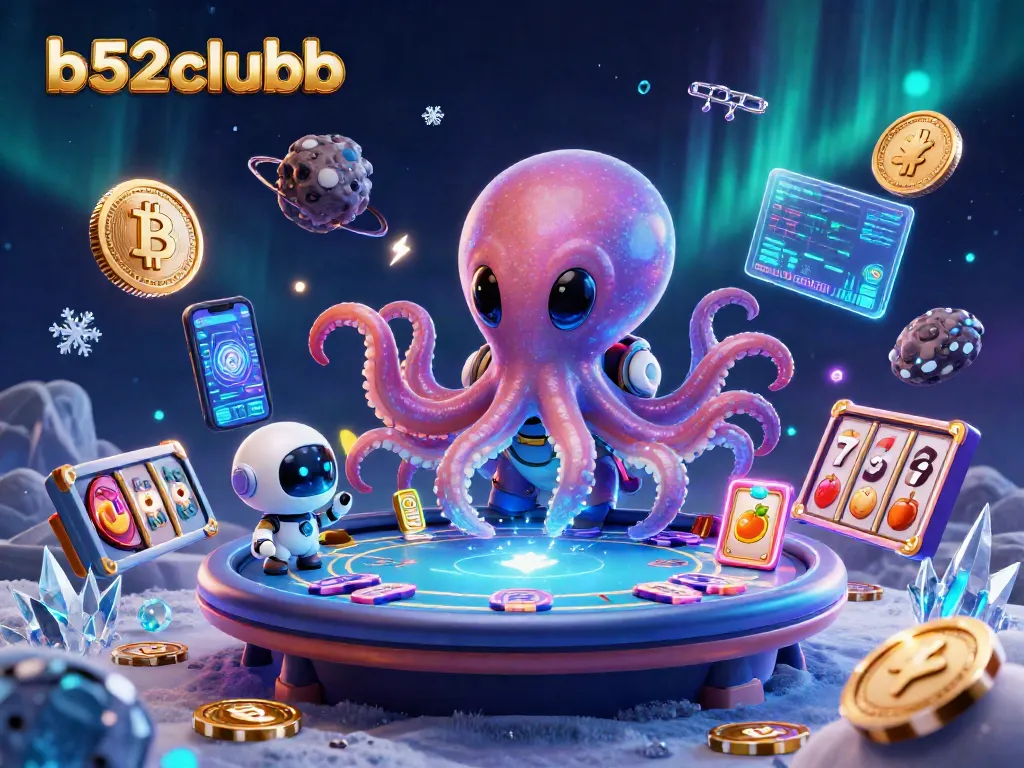 Engage in thrilling poker action with b52clubb in a vibrant cosmic 3D casino scene.