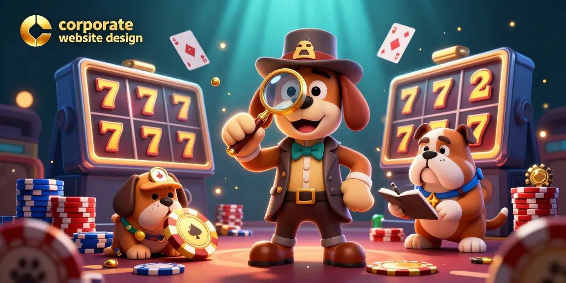 Engaging corporate website design showcasing a 3D illustration of a detective dog in a casino.