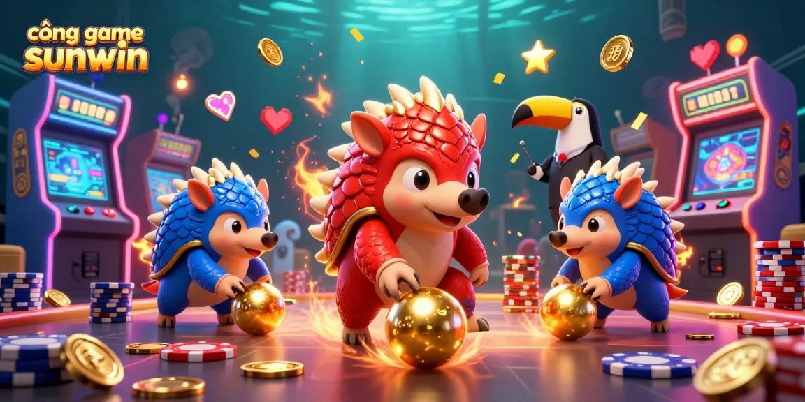 Experience the excitement at cổng game sunwin with vibrant pangolins in action amidst poker chips.