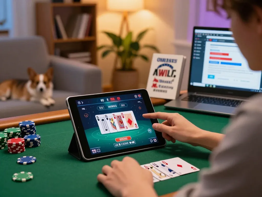Engaging gameplay on g28 poker app with warm home setting creating a welcoming atmosphere.