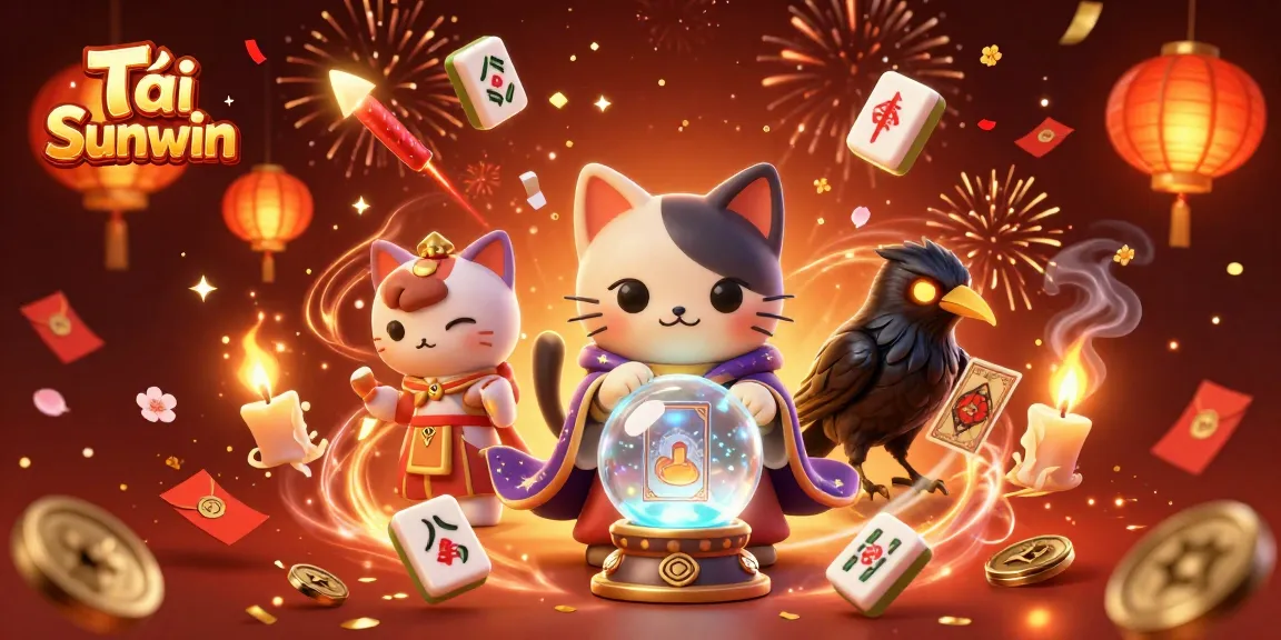 Engage in excitement with Tải Sunwin’s vibrant scene featuring a mystical fortune teller and glowing gaming elements.