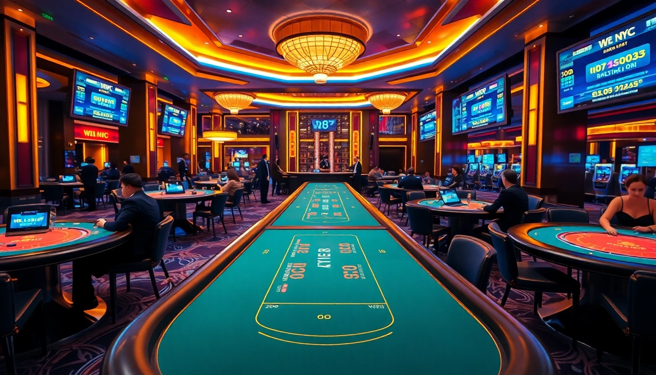 Experience the excitement of w88.nyc with a vibrant online casino atmosphere featuring Baccarat and Blackjack tables.