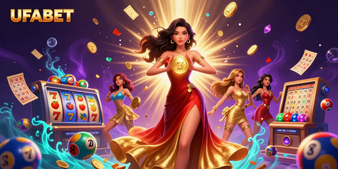 Celebrate wins with UFABET at a vibrant 3D casino scene featuring exciting gaming elements.
