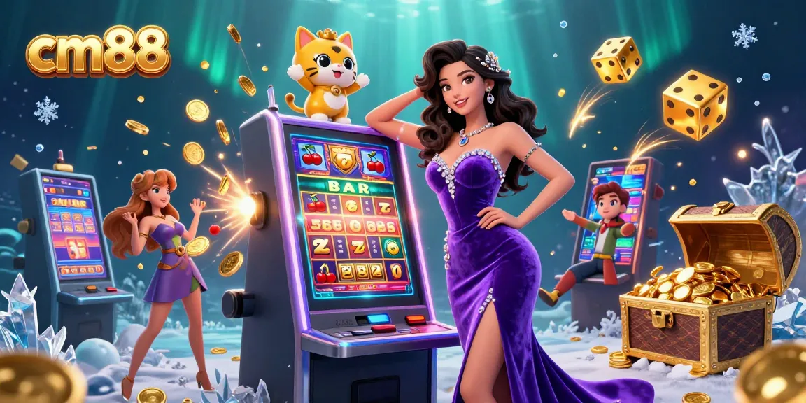 Win big at cm88 with an exciting jackpot scene featuring a glamorous woman and fortune cat.