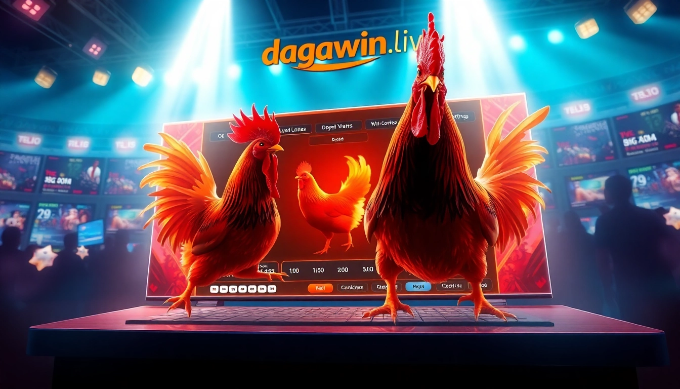DAGAw.live engaging online betting experience showcasing live cockfighting and vibrant digital graphics.