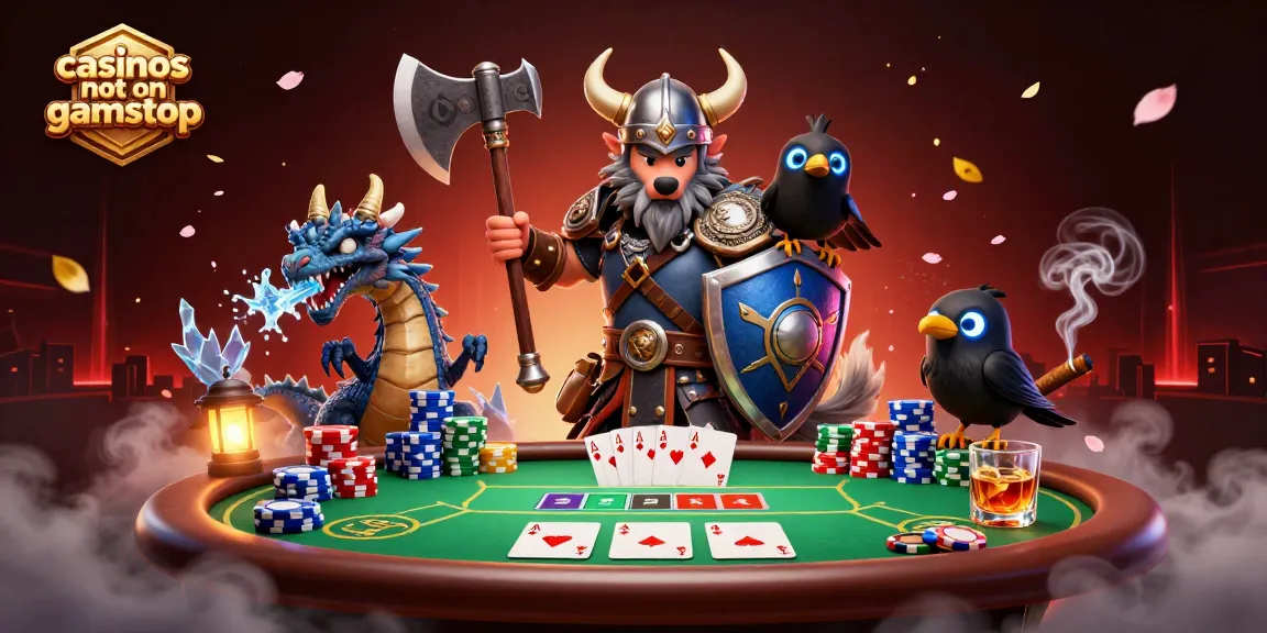 Engage with top casinos not on gamstop in an enticing poker showdown scene filled with gaming elements.