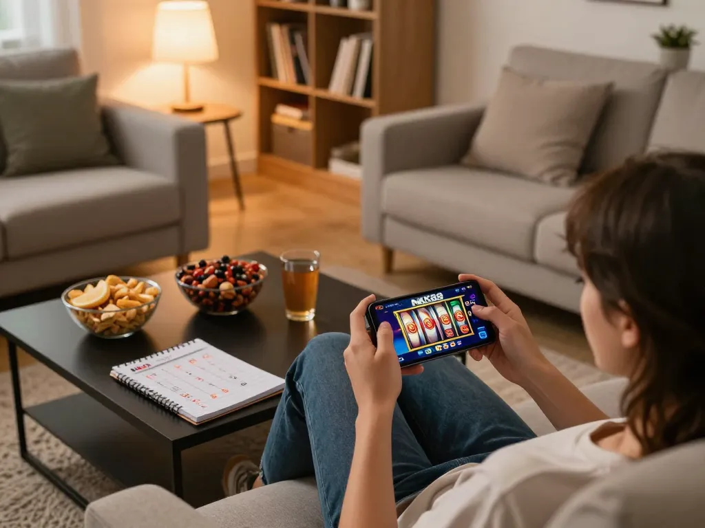 Navigating the NK88 casino app for thrilling gameplay at home with smartphone.