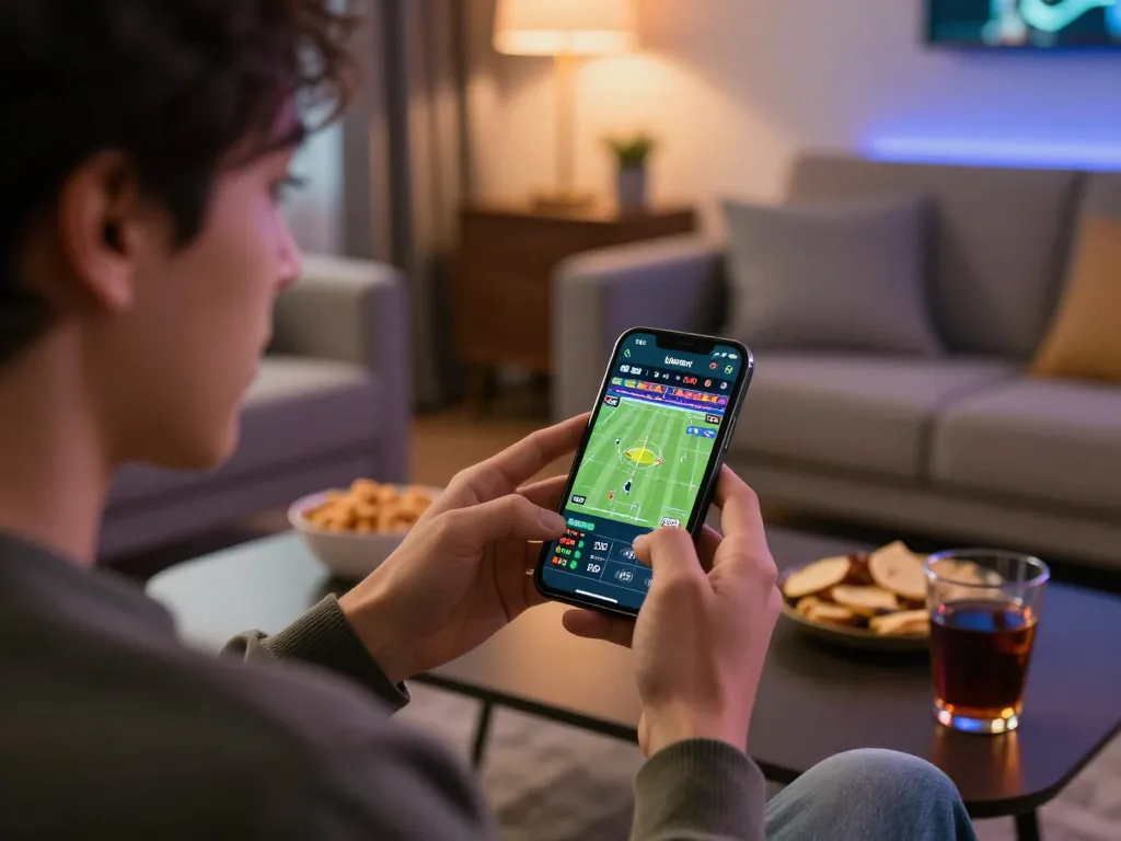 Placing a strategic bet on 789p sports app during an exciting live match.