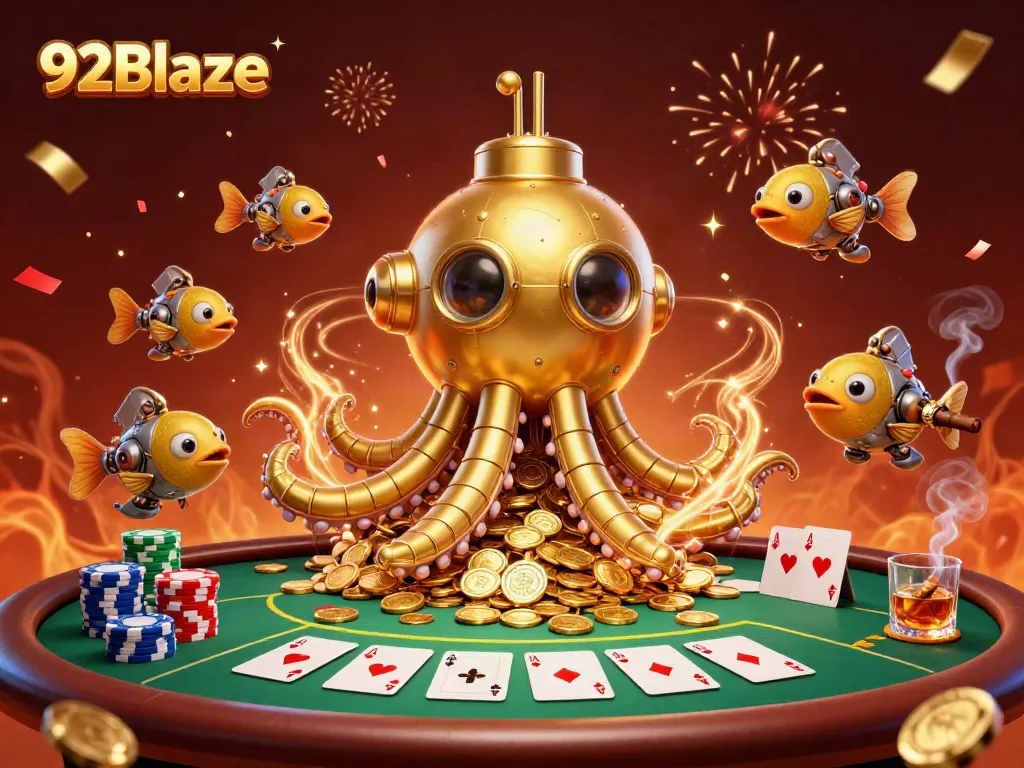 Join the excitement of 92Blaze game with a thrilling poker scene featuring vibrant elements.