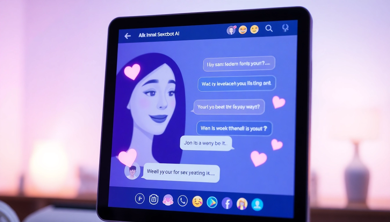 Engaging visual of a friendly AI chatbot discussing sex chat ai in a warm virtual atmosphere.