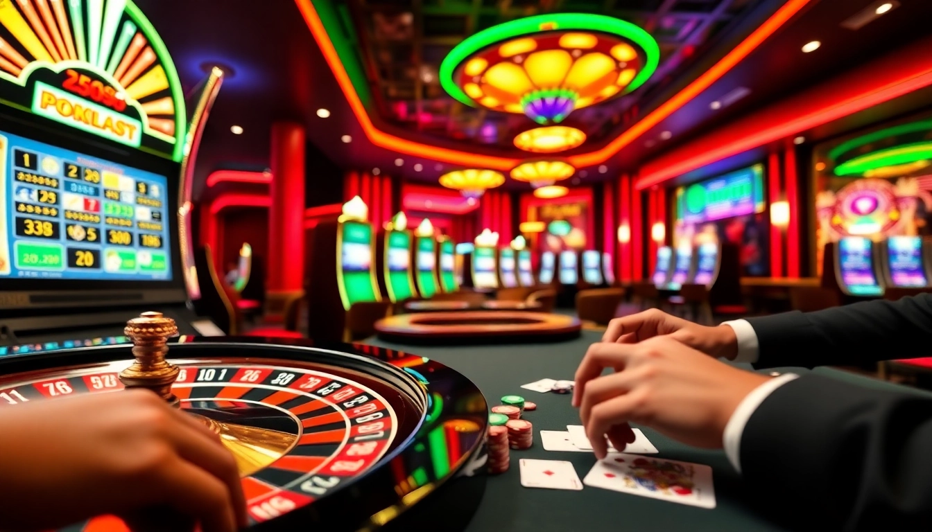 Experience the thrill of playing at MM88 with vibrant casino games showcasing a stylish roulette wheel and poker chips.