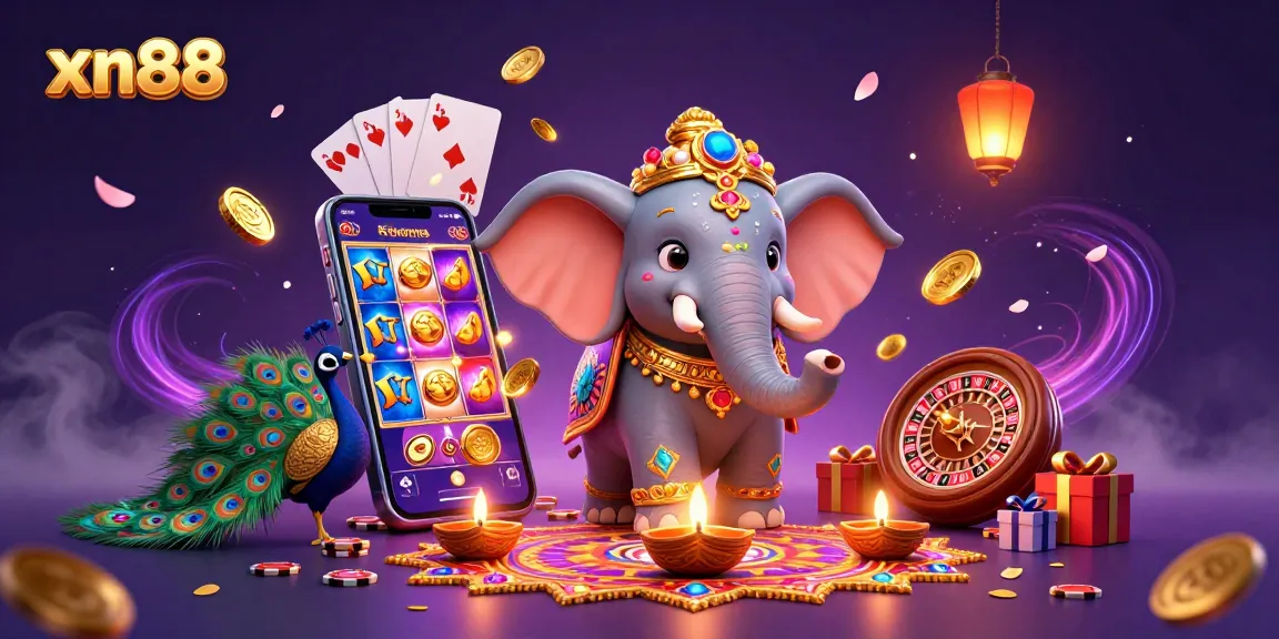 Engage with xn88's vibrant gaming world featuring colorful slots and dynamic casino elements.