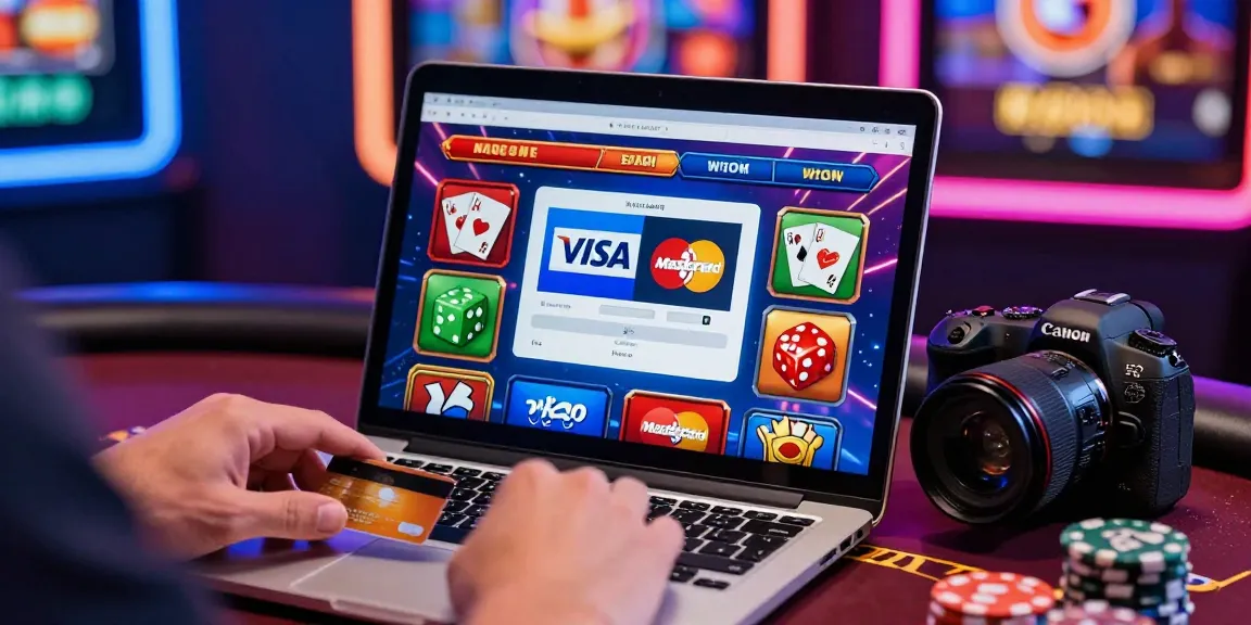 The player engaged in a credit card transaction at scoarch.org.uk, showcasing vibrant online casino gaming with Visa and Mastercard options.