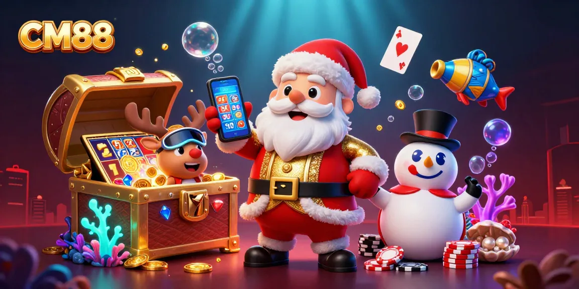 Win big with CM88 at the lively casino adventure featuring Santa and friends!