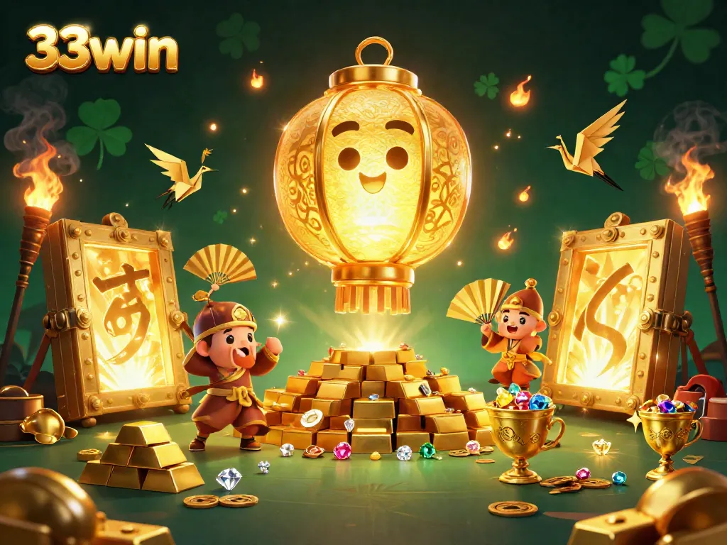 Experience the thrill of winning at 33win with captivating casino elements and magical spirits.