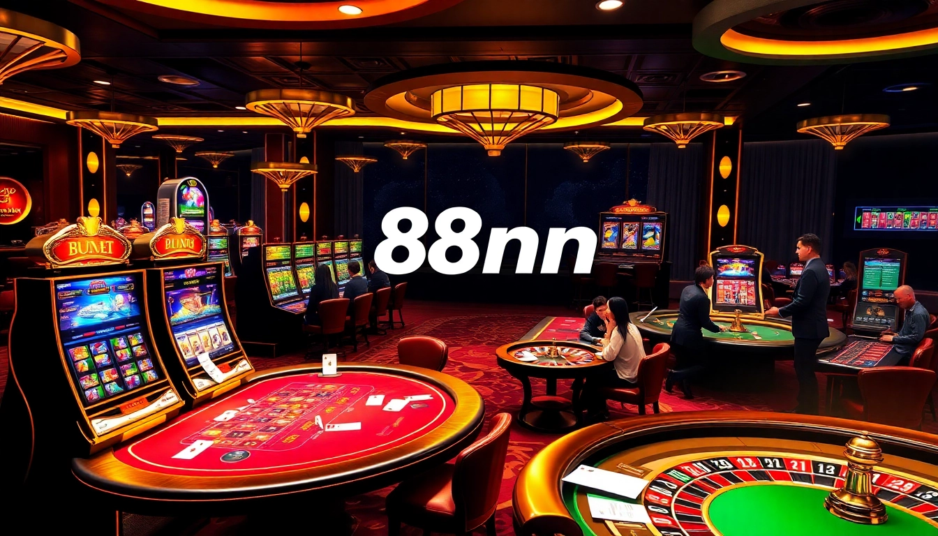 Experience a thrilling gaming session at 88nn with vibrant slot machines and engaging players.