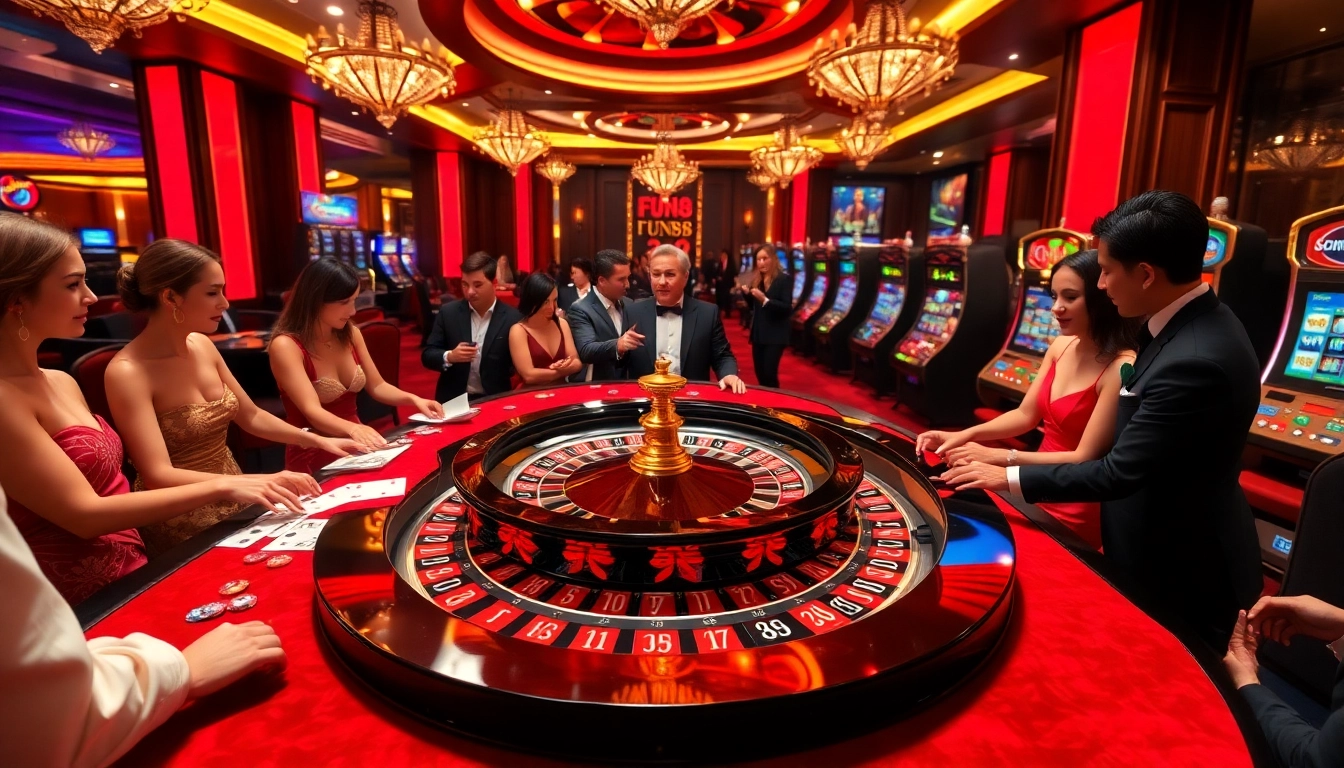Experience the excitement of Fun88 at a vibrant casino table with players placing bets.