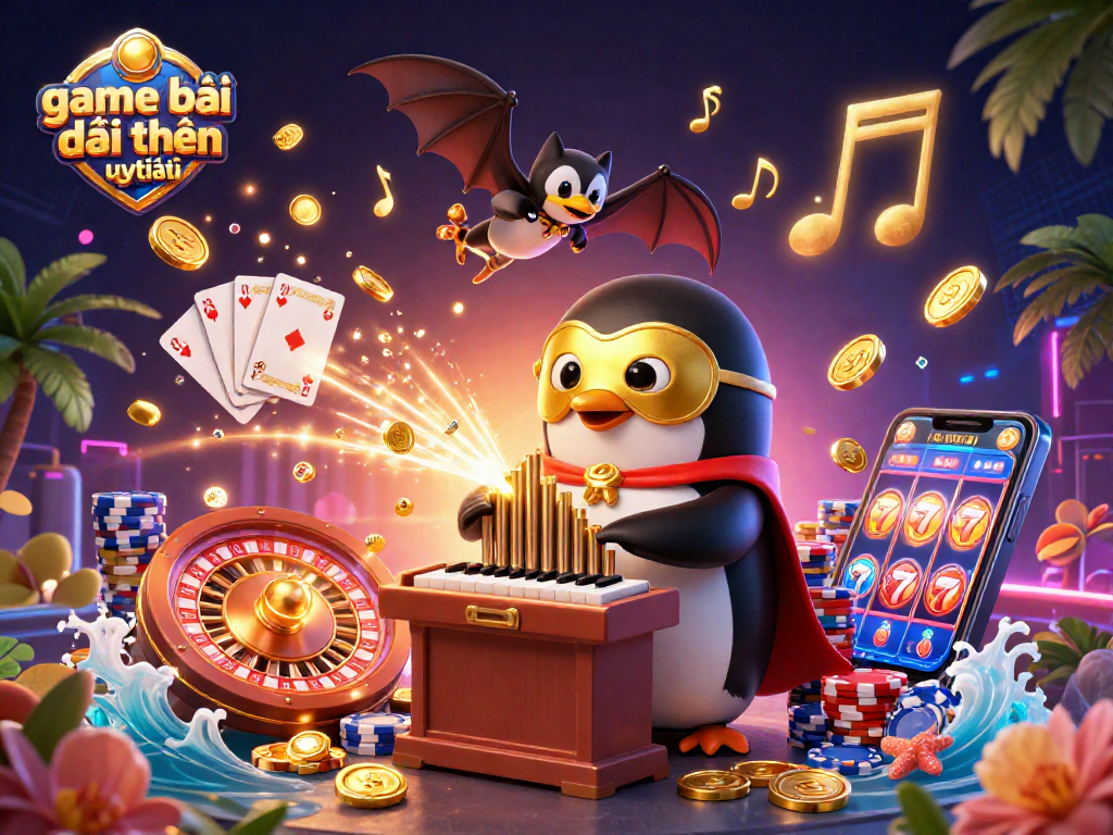 Engage in thrilling gameplay with game bài đổi thưởng uy tín, represented by a lively casino scene.