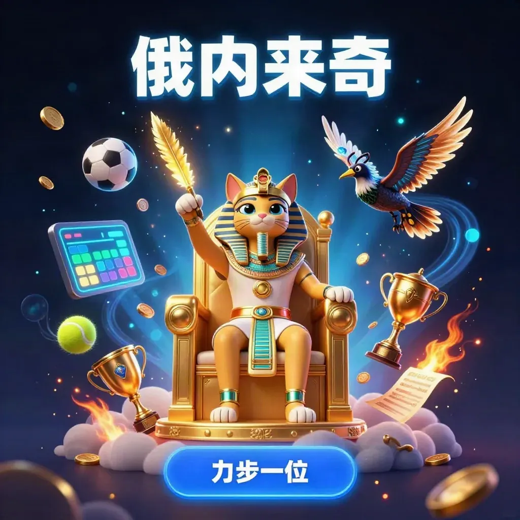 Pharaoh cat on golden throne with ibis scribe, scarabs, sports balls, coins, and glowing casino light