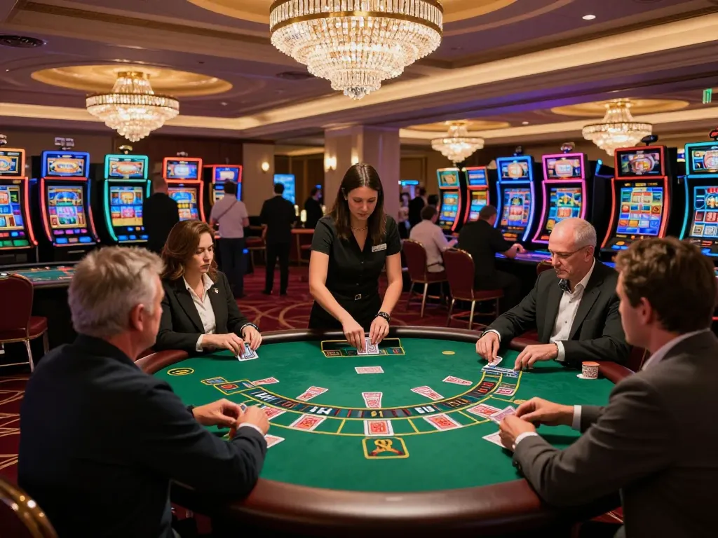 Players strategically betting at an xx88 blackjack table in a luxurious casino ambiance.