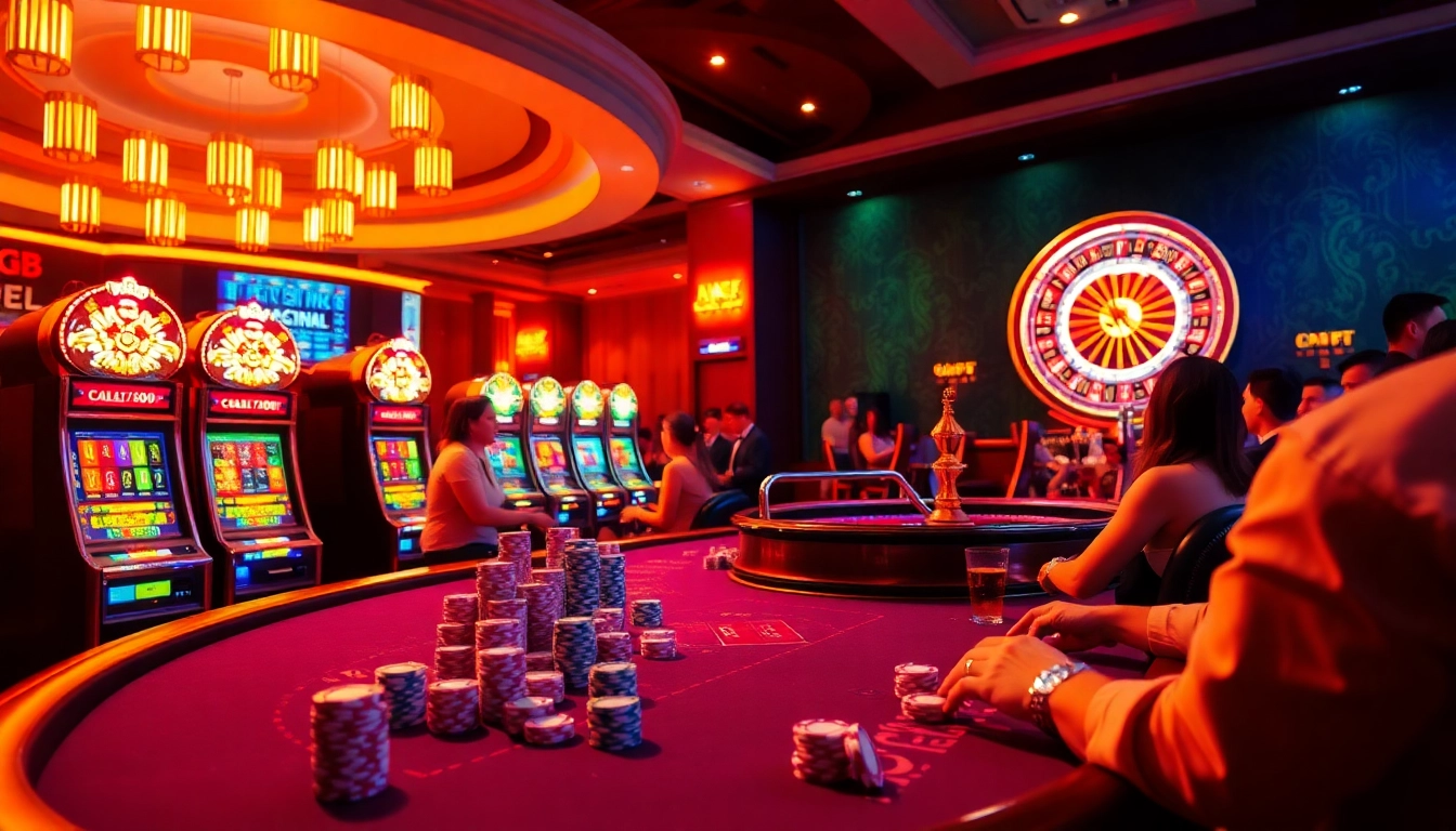 Experience the excitement of gambling at Trang Chủ QQ88 with vibrant casino visuals and lively gameplay.