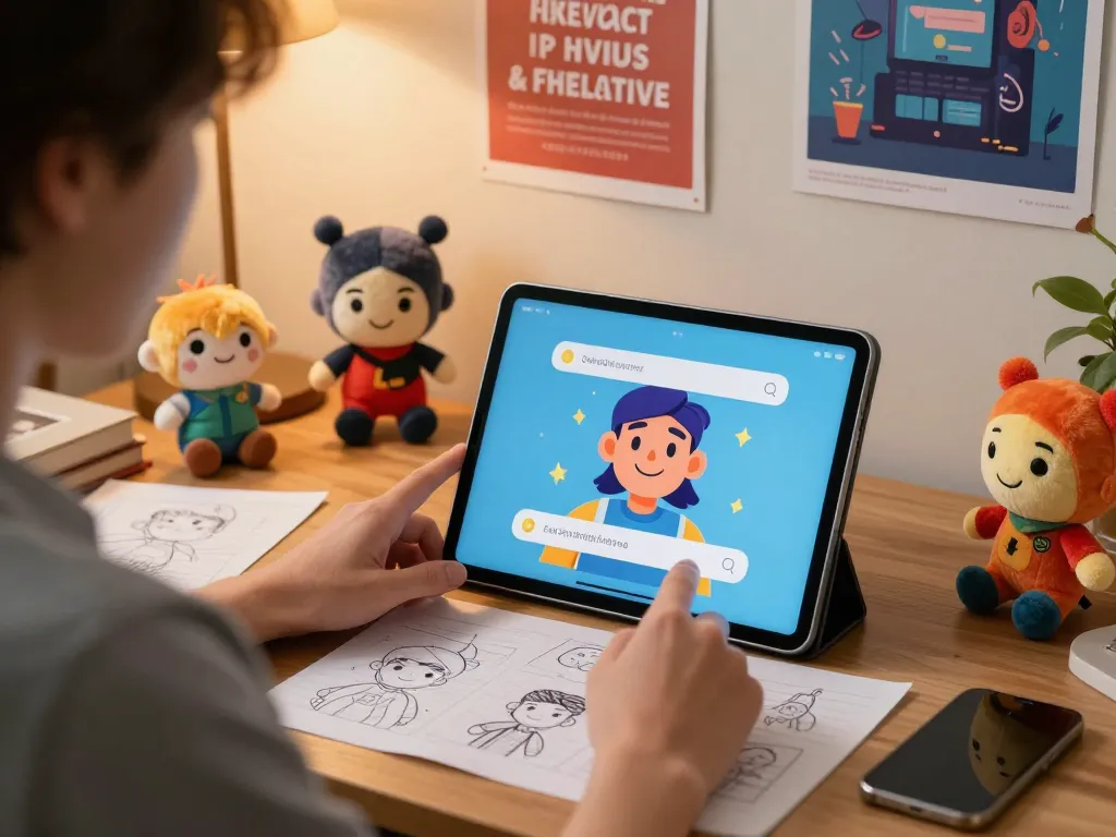 A person engaging in a crush on AI chat with a virtual character in a cozy home office.