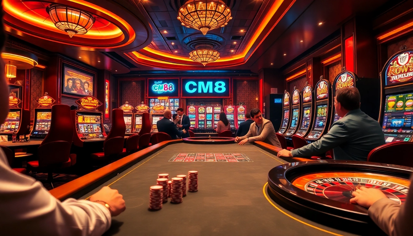Engage with CM88 at the lively casino, featuring vibrant poker tables and exciting slot machines.