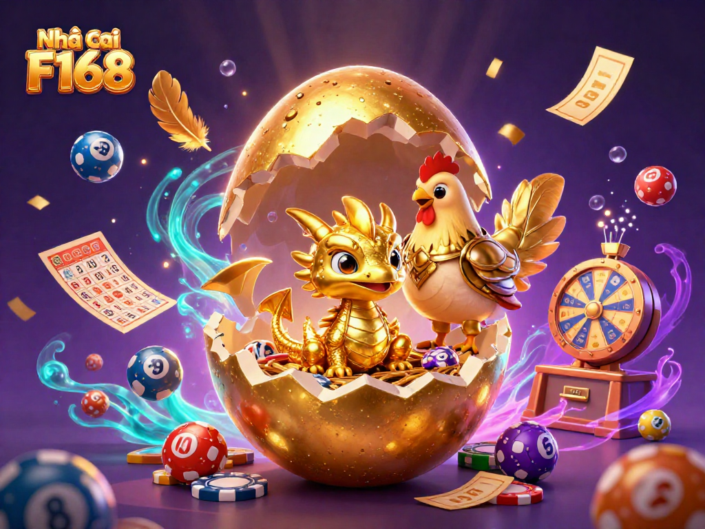 Experience excitement and winning strategies at Nhà cái F168 with vibrant gaming elements and a colorful lottery scene.