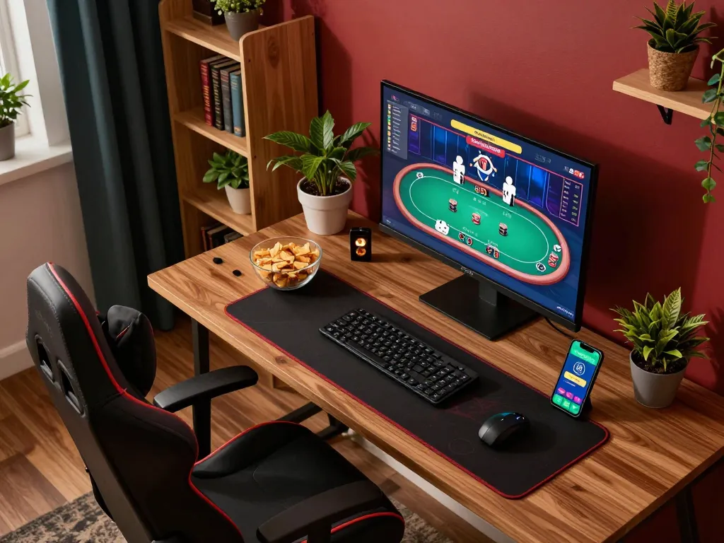 Người chơi tham gia vào poker trực tuyến Go88, nổi bật với lối chơi chiến lược trong một không gian ấm cúng tại nhà