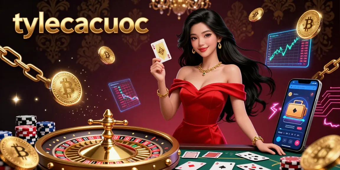 Engage with tylecacuoc for exciting casino experiences, featuring a confident Asian woman at a golden roulette wheel.