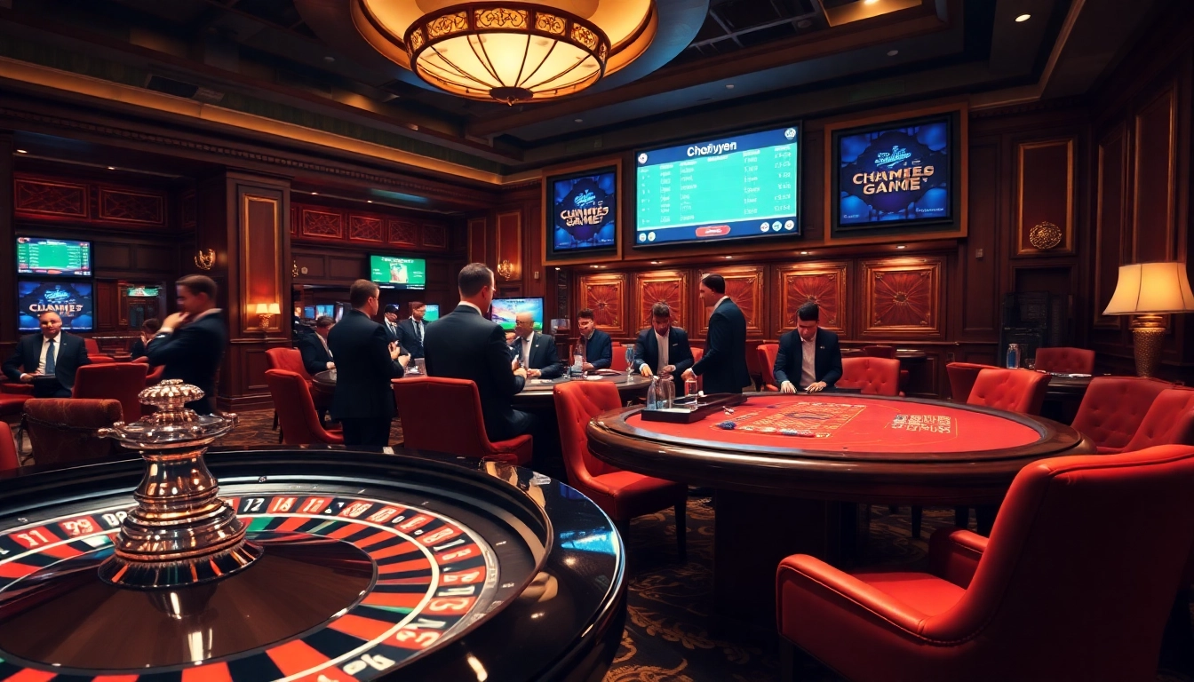 Experience the thrill of chotruyen with a vibrant casino scene featuring roulette and blackjack.