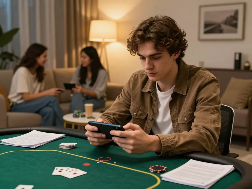 Player engaging in online poker at home, enjoying 789BET's exciting gaming experience