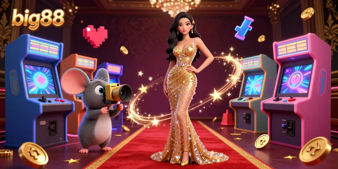 Experience big88 with this vibrant digital casino scene full of game elements and glamour.