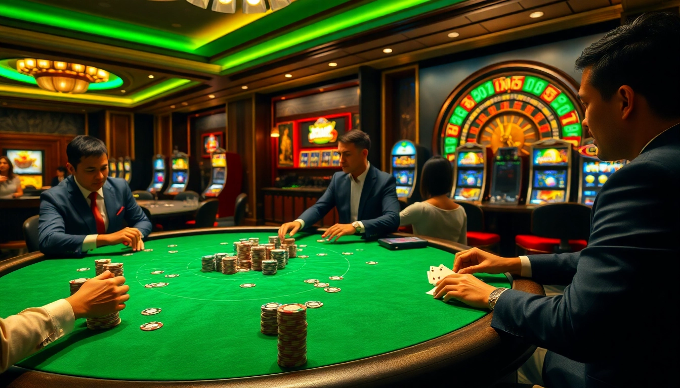 Experience the thrill of gambling at Trang Chủ Debet with an exciting poker game scene.