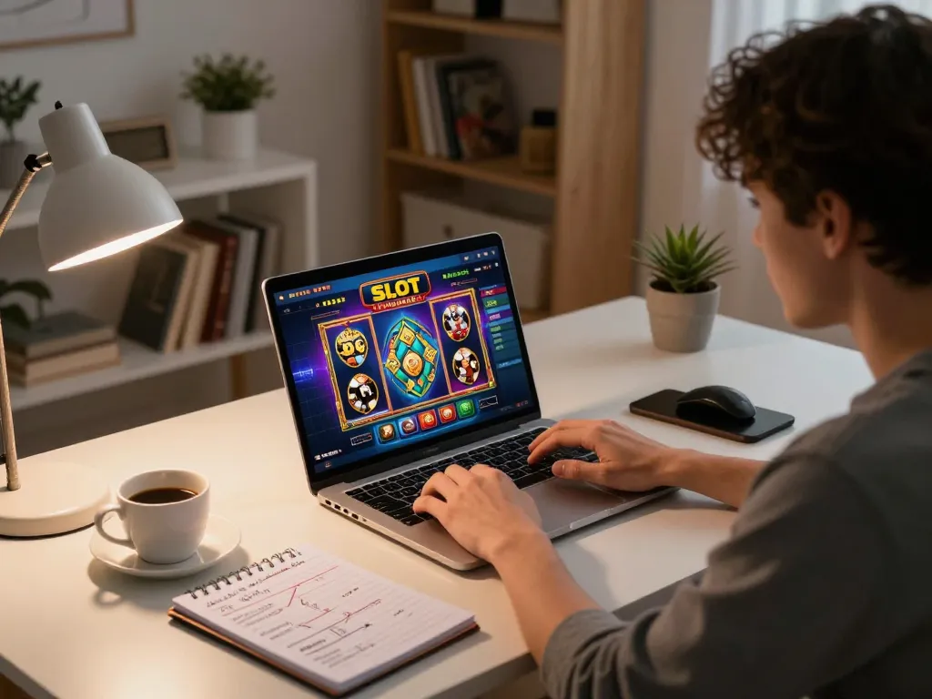 Engaging Slot Malaysia online gaming experience with a player focused on vibrant slot games.